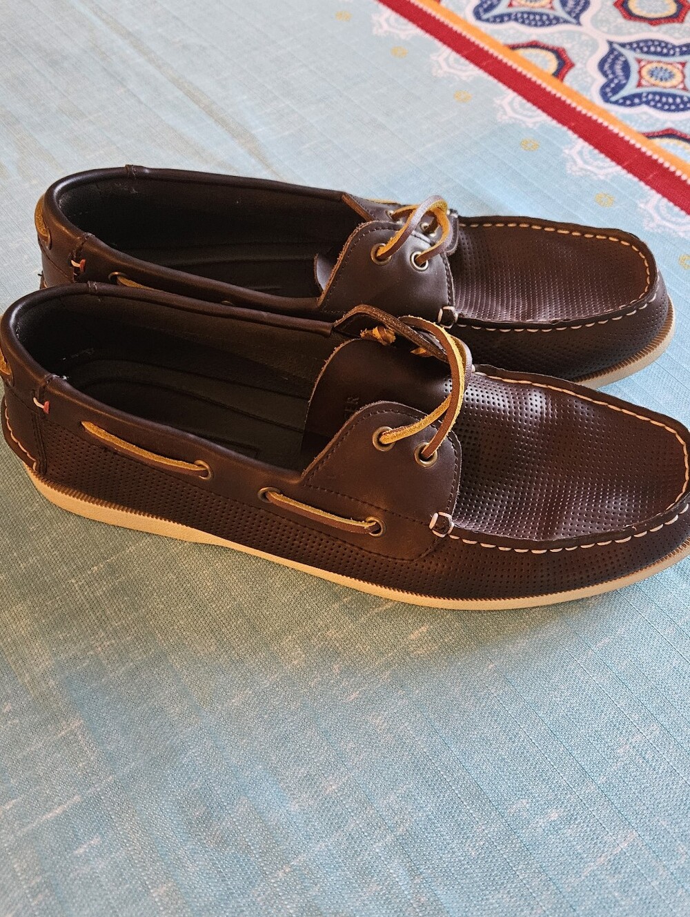 TOMMY HILFIGER Mens Brown Comfort Brazen Round Toe Slip On Boat Shoes 13